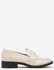 Beżowe mokasyny na Płaskiej Podeszwie Wykończone Paskiem Ivista Renee damskie