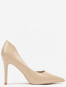 Beżowe Lakierowane szpilki w Klasycznym Stylu Ozdobione Wycięciem Acita Renee