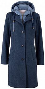 Płaszcz zimowy z materiału w optyce wełny, z efektem 2 w 1  damski Bonprix