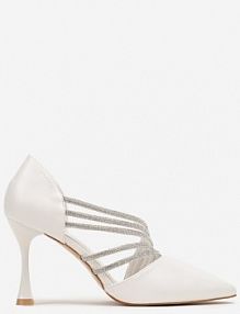 Białe szpilki w Eleganckim Stylu Ozdobione Paskami z Cyrkonii Ettaisa Renee