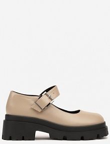 Beżowe półbuty Mary Jane na Platformie Wykończone Paskiem ze Sprzączką Navshia Renee damskie