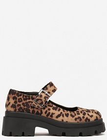 Brązowe półbuty Mary Jane na Platformie Wykończone Paskiem ze Sprzączką Navshia Renee damskie