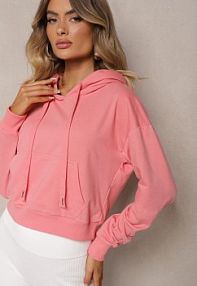 Różowa bluza z kapturem i Bawełną Ozdobiona Ściągaczami Evianae Renee damska