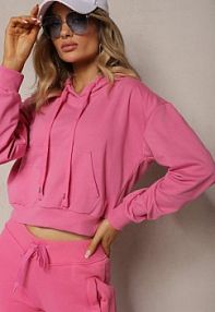 Fuksjowa bluza z kapturem i Bawełną Ozdobiona Ściągaczami Evianae Renee damska