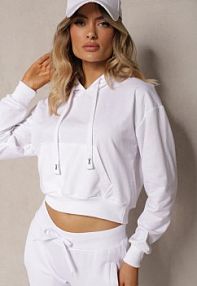 Biała bluza z kapturem i Bawełną Ozdobiona Ściągaczami Evianae Renee damska