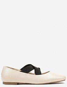 Beżowe Balerinki na Płaskiej Podeszwie z Gumką Elianora Renee