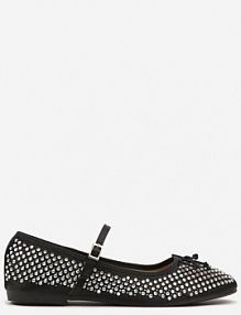 Czarne Balerinki z Klamerką i Ażurową Cholewką Morakate Renee