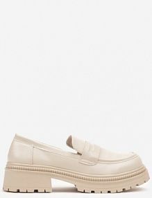 Beżowe Casualowe mokasyny na Platformie z Ozdobną Wstawką Fregelia Renee damskie