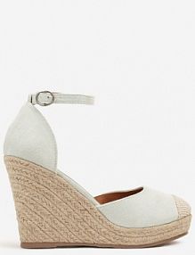 Zielone sandały na Koturnie z Plecionki z Juty Lindra Renee