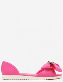 Fuksjowe Meliski Balerinki Wsuwane z Aplikacjami i Kokardą Aurbea Renee