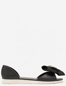 Czarne Meliski Balerinki Wsuwane z Aplikacjami i Kokardą Aurbea Renee