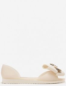 Beżowe Meliski Balerinki Wsuwane z Aplikacjami i Kokardą Aurbea Renee