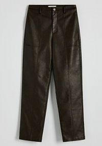 Spodnie z imitacji skóry Reserved brązowa 095DO-89X