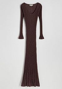 Dzianinowa sukienka maxi z bawełną Reserved brązowa 103DO-93X