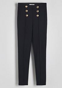 Legginsy z ozdobnymi guzikami Reserved czarne damskie 4087T-99X