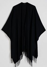 Ponczo z frędzlami Reserved czarne 482BD-99X