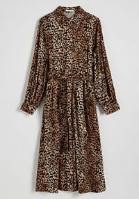 Koszulowa sukienka midi z wiskozy Reserved beżowa 7253Z-80X