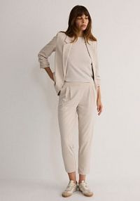 Spodnie jogger z zakładkami Reserved beżowe damskie 8172B-08X