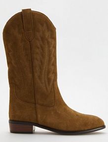 Zamszowe kowbojki Reserved brązowe 876BD-88X