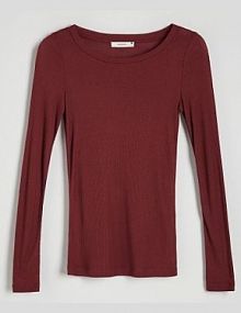 Longsleeve z dodatkiem wiskozy Reserved czerwony damski XU233-83X