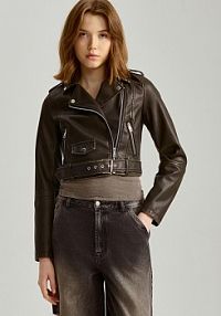 Kurtka biker z paskiem ciemnobrązowa House 757BL-MLC