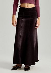 Jeansowa spódnica maxi z przetarciami House czarna 815BX-99J