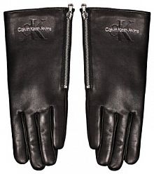 Rękawiczki skórzane Calvin Klein czarne Damskie