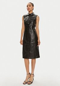 Sukienka skórzana Calvin Klein Jeans czarna Z imitacji skóry