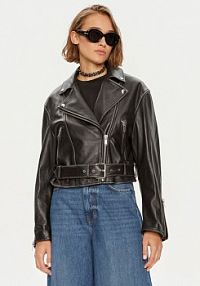 Kurtka skórzana Weekend Max Mara czarna damska 