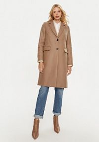 Płaszcz Tommy Hilfiger brązowy damski Wełniany