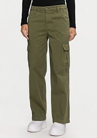 Spodnie eleganckie Guess Jeans oliwkowe damskie Cargo