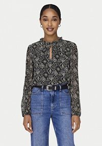 Bluzka ONLY czarna damska Ditsy 15229700  Regular Fit