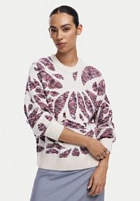 Sweter Desigual kremowy damski Kamloops 24WWJF57 Écru Loose Fit