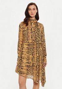 Sukienka Sisley brązowa Koszulowa