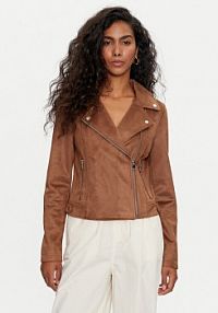 Kurtka skórzana Vero Moda brązowa damska Z imitacji skóry