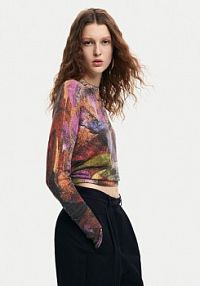 Sweter Desigual kolorowy damski Camo Petals 24WWJF75  Regular Fit