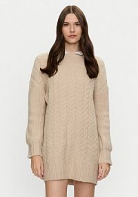 Sukienka dzianinowa Brave Soul beżowa LKD-162VIRGOA Szary Regular Fit
