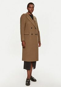 Płaszcz Tommy Hilfiger oliwkowy damski Wełniany