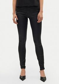 Spodnie skórzane Vero Moda czarna Z imitacji skóry Flash 10314591  Skinny Fit