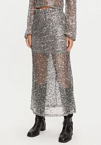 Spódnica maxi Noisy May srebrna 