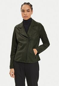 Kurtka skórzana Olsen zielona damska Z imitacji skóry