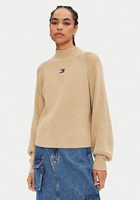 Golf Tommy Jeans beżowy damski 