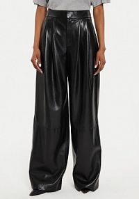 Spodnie skórzane BOSS czarna Z imitacji skóry