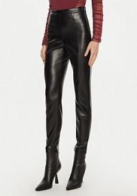 Spodnie skórzane Patrizia Pepe czarna Z imitacji skóry