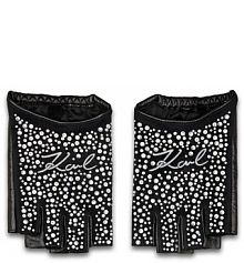 Rękawiczki skórzane KARL LAGERFELD czarne Damskie