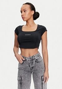 Top Converse czarny damski W Wordmark Corset  10026506-A01  Slim Fit