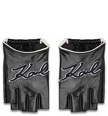 Rękawiczki skórzane KARL LAGERFELD czarne Damskie