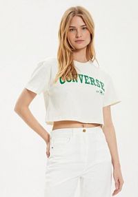T-shirt Converse kremowy damski W Retro Chuck Cropped Tee 10027151-A03 Écru Regular Fit