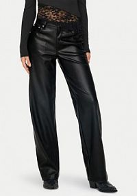 Spodnie skórzane ONLY czarna Z imitacji skóry