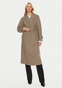 Płaszcz Tommy Hilfiger beżowy damski Wełniany